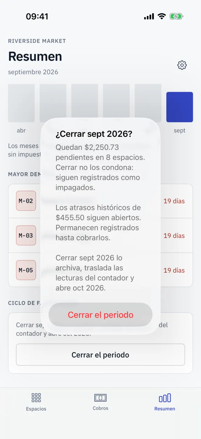 La confirmación de cierre, con lo que sigue pendiente y lo que hace el cierre.