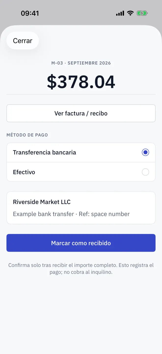 La hoja de pago con un código QR que lleva el importe exacto.
